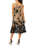 Dress the Population Women's Audrey Spaghetti Strap Midi A-line 3D Floral Dress