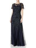 Women's Plus-Size Floral Beaded Gown with Godets