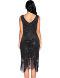 Plus Size Women's Vintage 1920s Fringed Gatsby Sequin Beaded Tassels Hem Flapper Dress