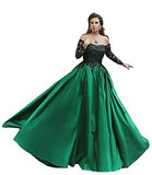 Dress Off The Shoulder Formal Ball Gown Lace Illusion Long Sleeves Evening Party BD282