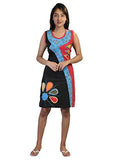 Sleeveless Multicolored Dress with Colorful Patches and Embroidery