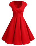bbonlinedress Women's 50s 60s A Line Rockabilly Dress Cap Sleeve Vintage Swing Party Dress