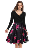 MISSKY Women's V-Neck A-line Floral Party Knee Length Dress