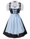SCARLET DARKNESS Women's 3pcs Set German Bavarian Oktoberfest Costumes White Tops+Dress+Apron