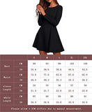 Womens Long Sleeve Dress Casual Simple Dresses A-Line Midi Length Skirt Slim Fit Skater Dress WineRed L