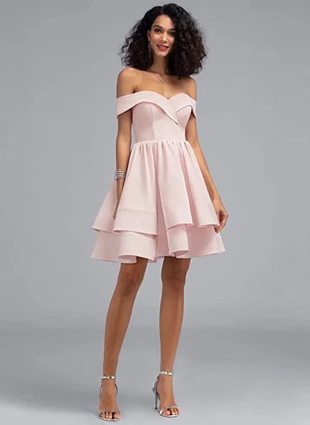 Lavender Sweetheart Satin Homecoming Dress, Short Prom Dress with Sleeves UQH0094