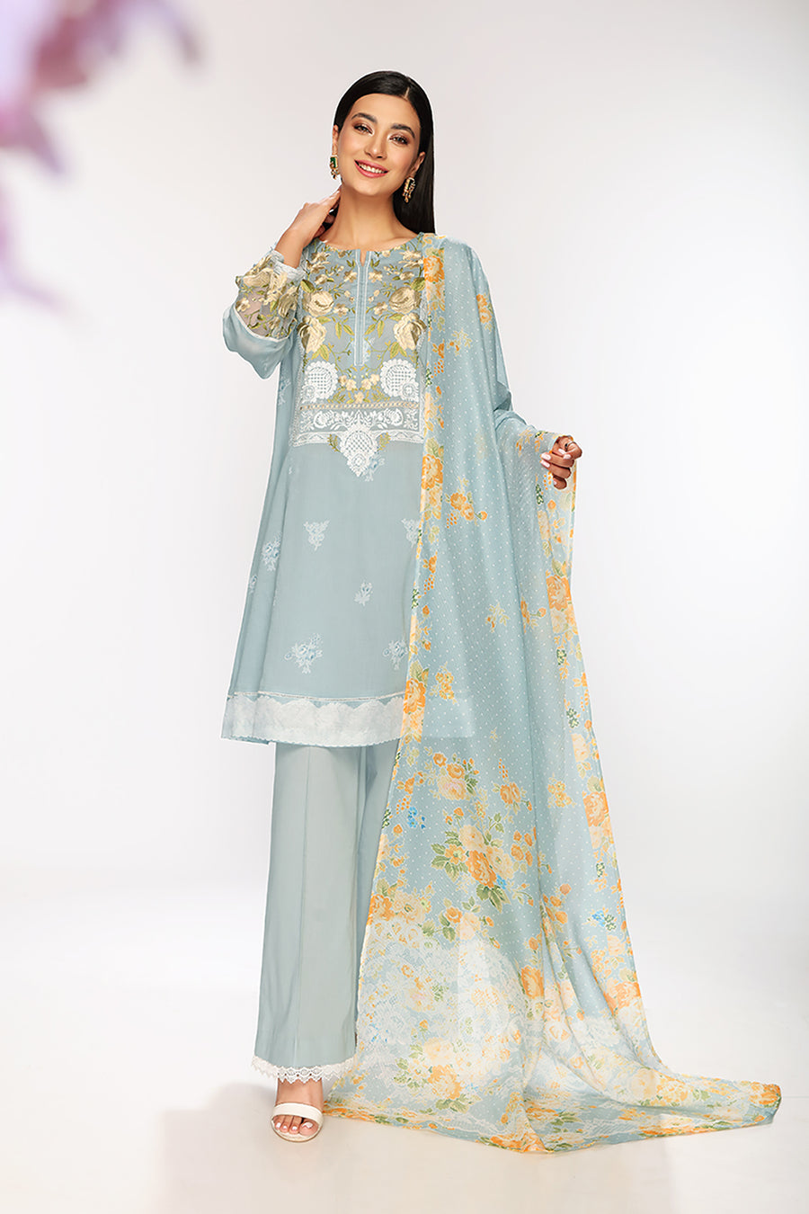 Nishat Linen 42201477-1-Printed Embroidered 3PC Lawn Collection 2022 Online Shopping