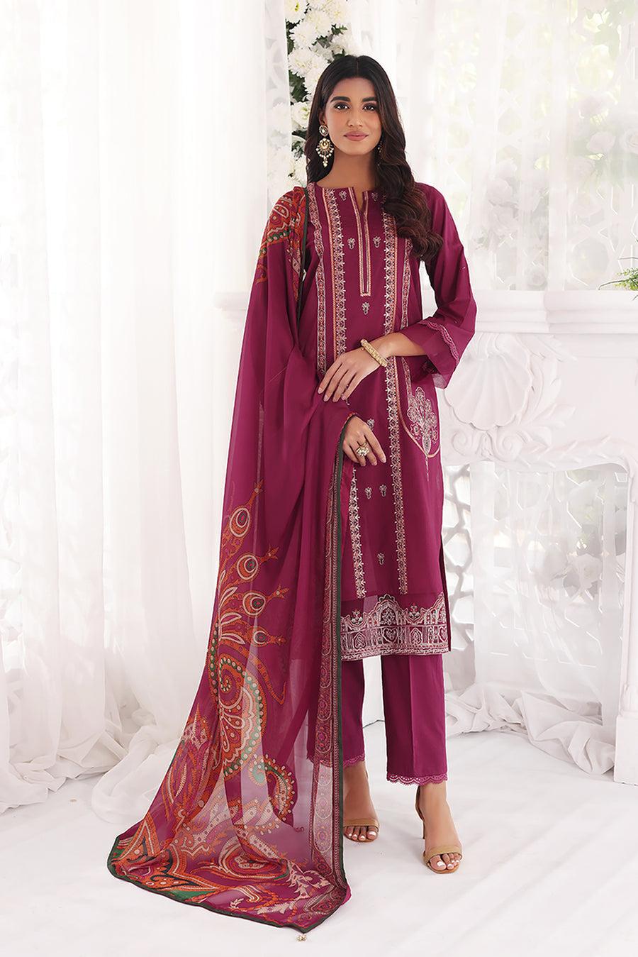 Nishat Linen 42201707-Embroidered 2PC Amaltas Sunheri Eid Collection 2022 Online Shopping