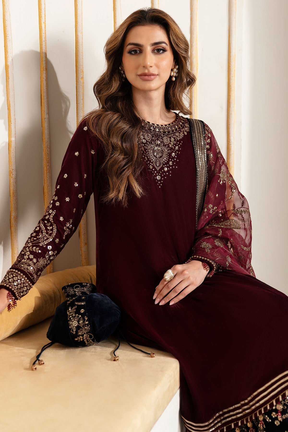Jazmin VF-2018 Embroidered Velvet Formals Online Shopping