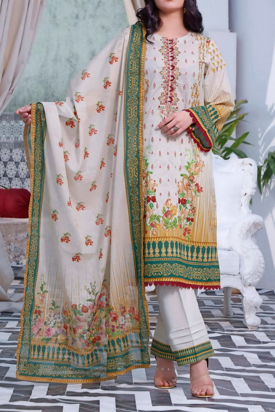 VS  D-90 Misri Embroidered Lawn 2022 Online Shopping