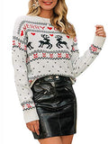 BerryGo Women's Long Sleeve Knit Pullover Sweater Ugly Christmas Reindeer Sweater
