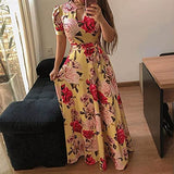 Women's Dress Sweet & Cute Dress Ladies Casual O-Neck Short Sleeve Bandage Summer Printing Sashes Dress Fancy Cocktail Dress Party Dress Maxi A-line Dress