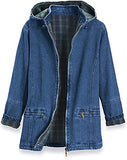 PGI Traders Women’s Flannel Lined Denim Jacket | Detachable Hood | Zip Front and Side Pockets | 100% Cotton