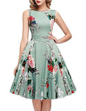 ihot Women's Vintage 1950s Classy Rockabilly Retro Floral Pattern Print Cocktail Evening Swing Party Dress