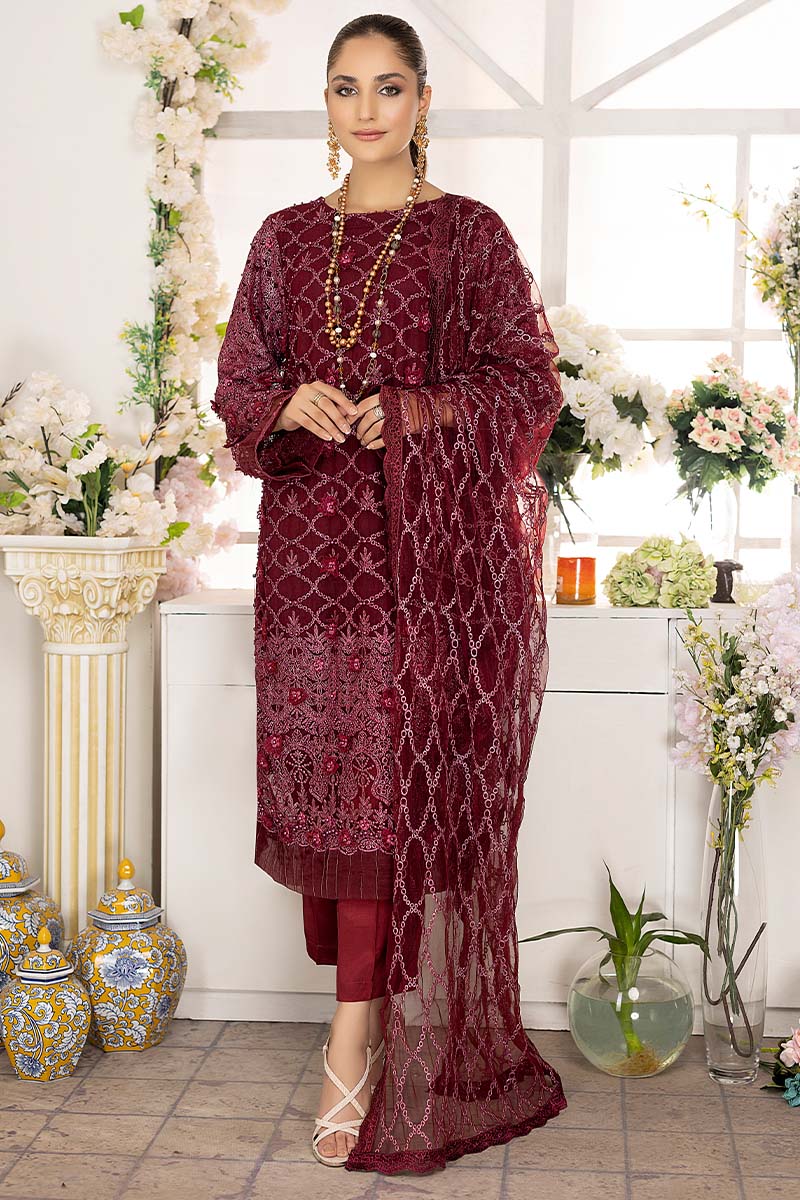 Adan Libas Red Vine Camellia Chiffon Collection 2022 Online Shopping