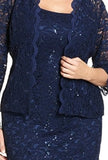Alex Evenings Women's Plus Size Tea Length Lace and Jacket Dress
