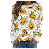 Women's Halloween Pumpkin Graphic Sweatshirts Loose Crewneck Long Sleeve Loose Fit Sweaters Tops Oversized Tunics