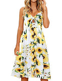 FANCYINN Womens Tie Front Dress Summer V-Neck Spaghetti Strap Dresses Button Down A-Line Midi Dress