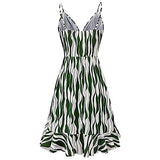 Summer Sleeveless Dress for Women V Neck Floral Printed Strap Casual Fahion Ruffle Dresses | Original Brand
