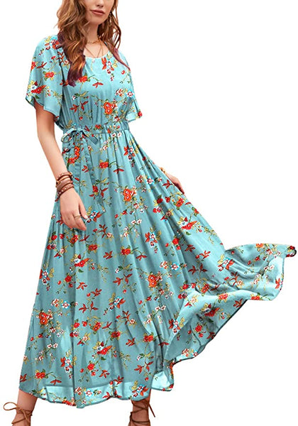 Lilly posh maxi floral dress with pockets cheap