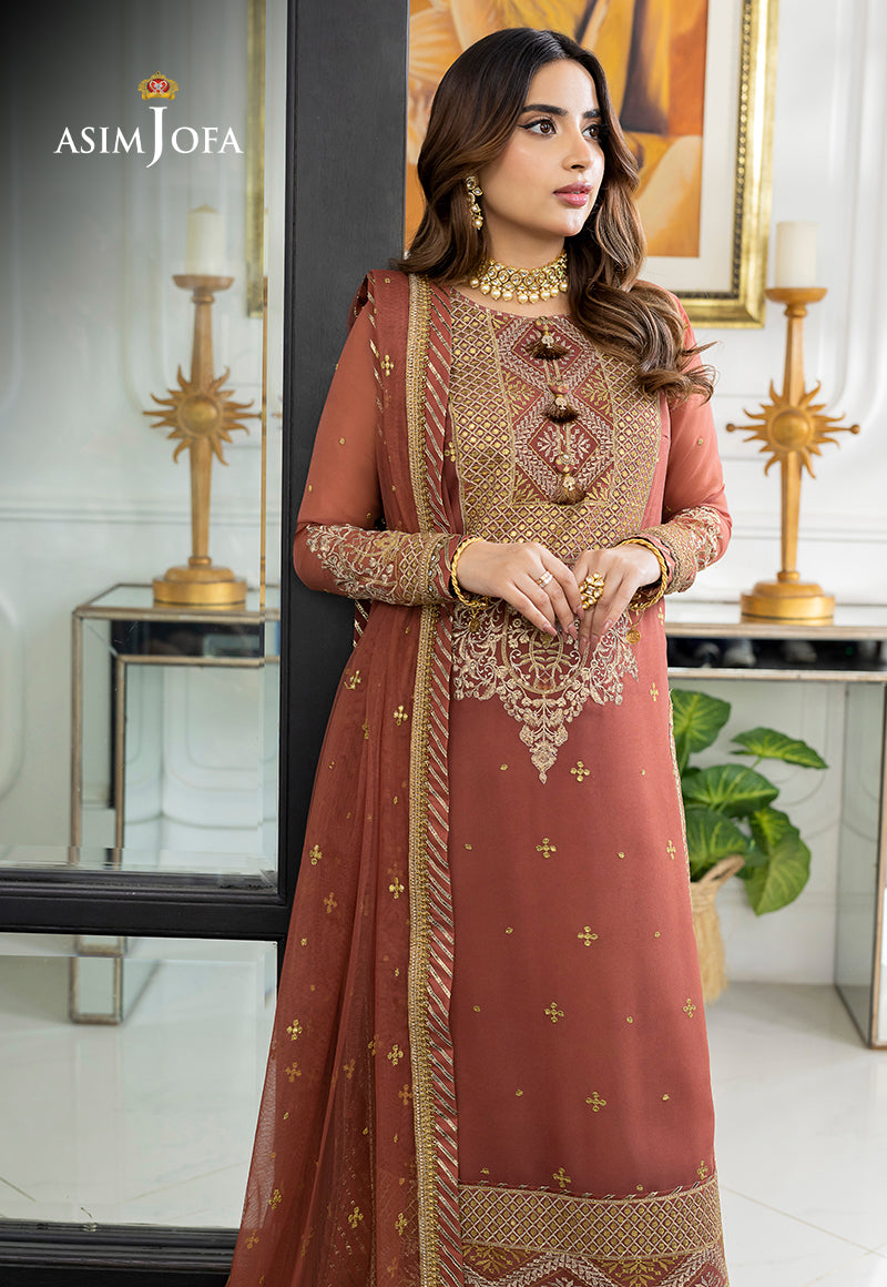 Asim Jofa Georgette, Organza, Tea pink Jhilmil Collection Online Shopping