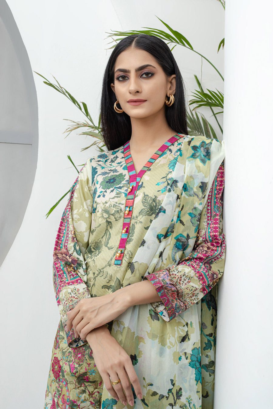 Bonanza Satrangi Olive Gray Lawn Suit Ask222p01 Eid Pret 2022 Online Shopping