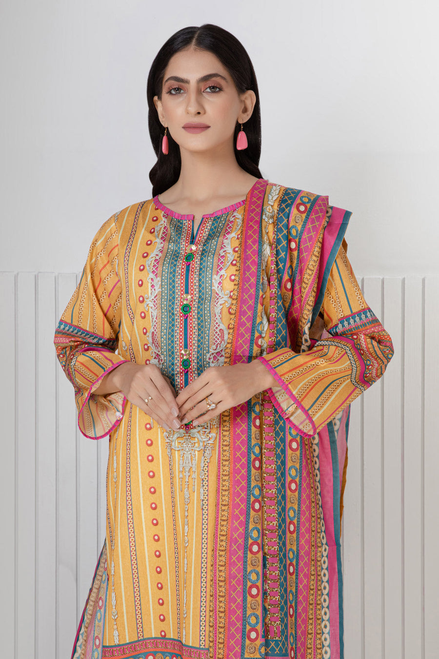 Bonanza Satrangi Yellow Lawn Suit Ask222p15 Eid Pret 2022 Online Shopping