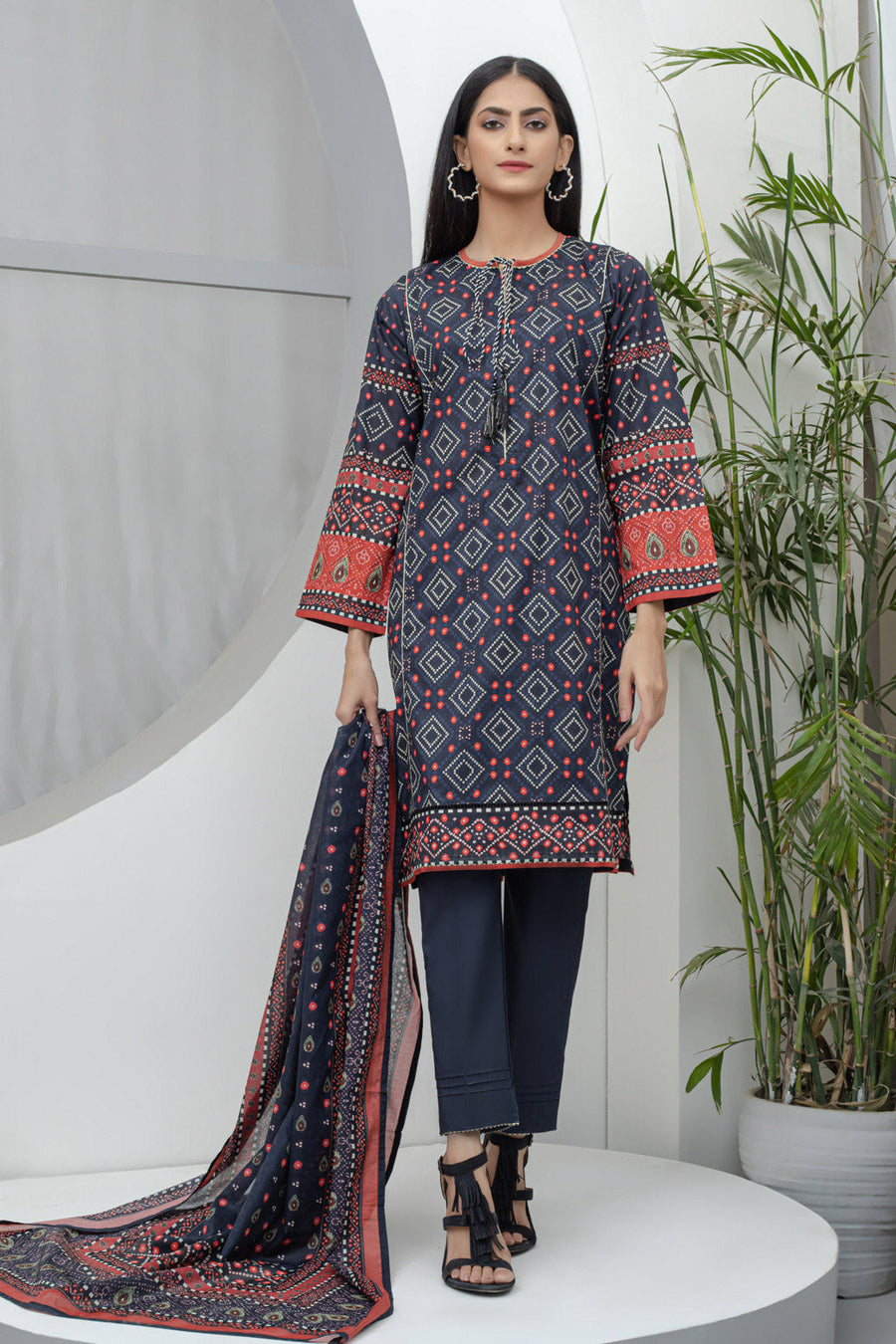 Bonanza Satrangi Black Lawn Suit Ask223p11 Eid Pret 2022 Online Shopping
