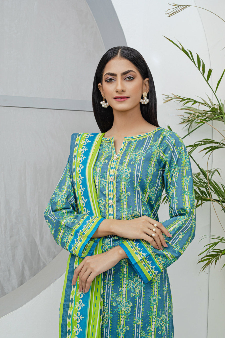 Bonanza Satrangi Blue Lawn Suit Ask223p18 Eid Pret 2022 Online Shopping