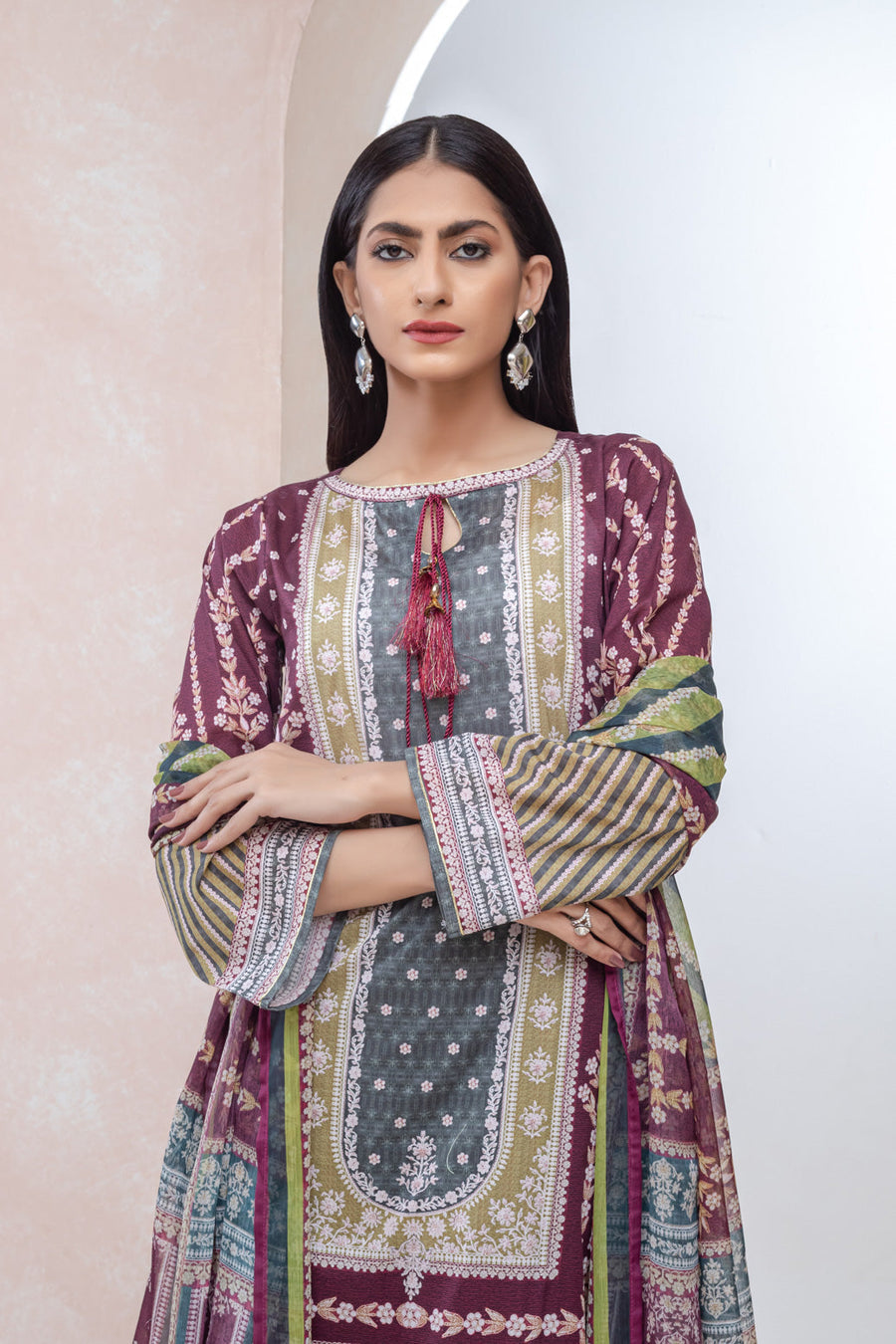 Bonanza Satrangi Red Lawn Suit Ask223p19 Eid Pret 2022 Online Shopping