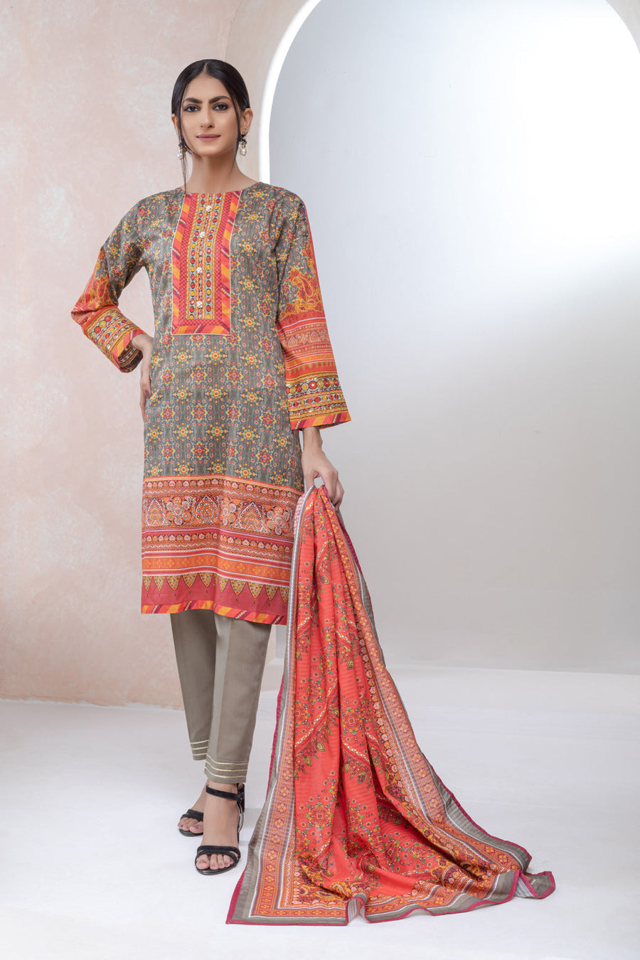 Bonanza Satrangi Gray Lawn Suit Ask223p22 Eid Pret 2022 Online Shopping