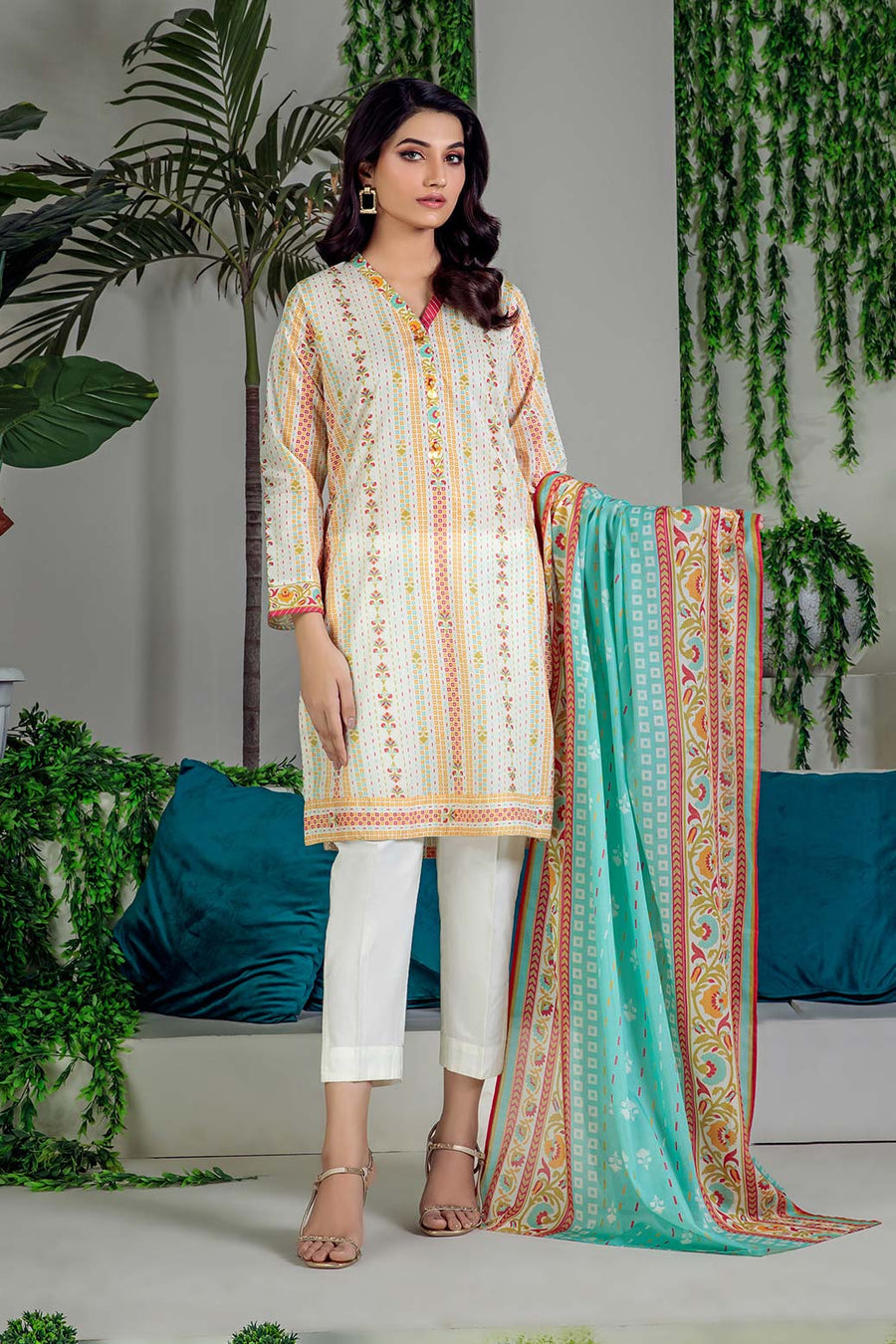 Bonanza Satrangi Aso222p07 Cream Eid Prints 2022 Online Shopping