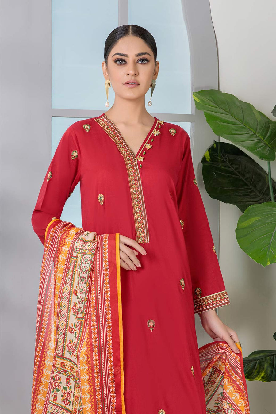 Bonanza Satrangi Red Lawn Suit Aso223p03 Summer Collection 2022 Online Shopping