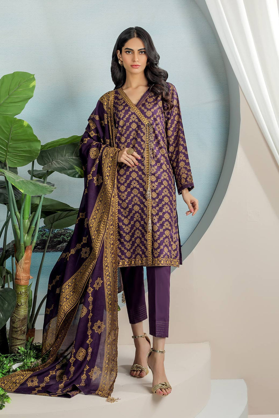 Bonanza Satrangi Purple Lawn Suit Aso223p08 Summer Collection 2022 Online Shopping