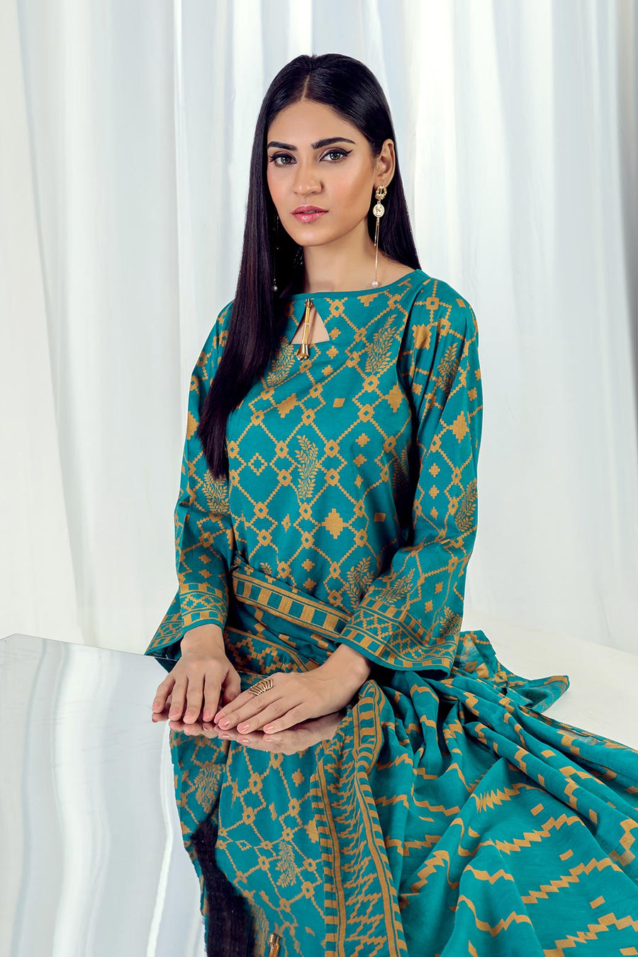 Bonanza Satrangi Teal Lawn Suit Aso223p10 Summer Collection 2022 Online Shopping