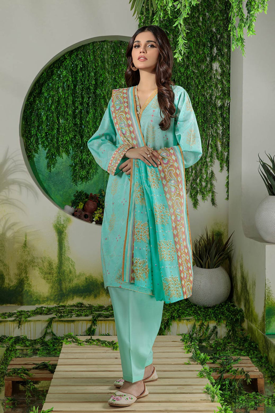 Bonanza Satrangi Aso223p36 L Green Eid Prints 2022 Online Shopping