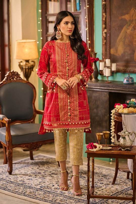 Bonanza Satrangi Asr211p07 Red Eid Collection 2021