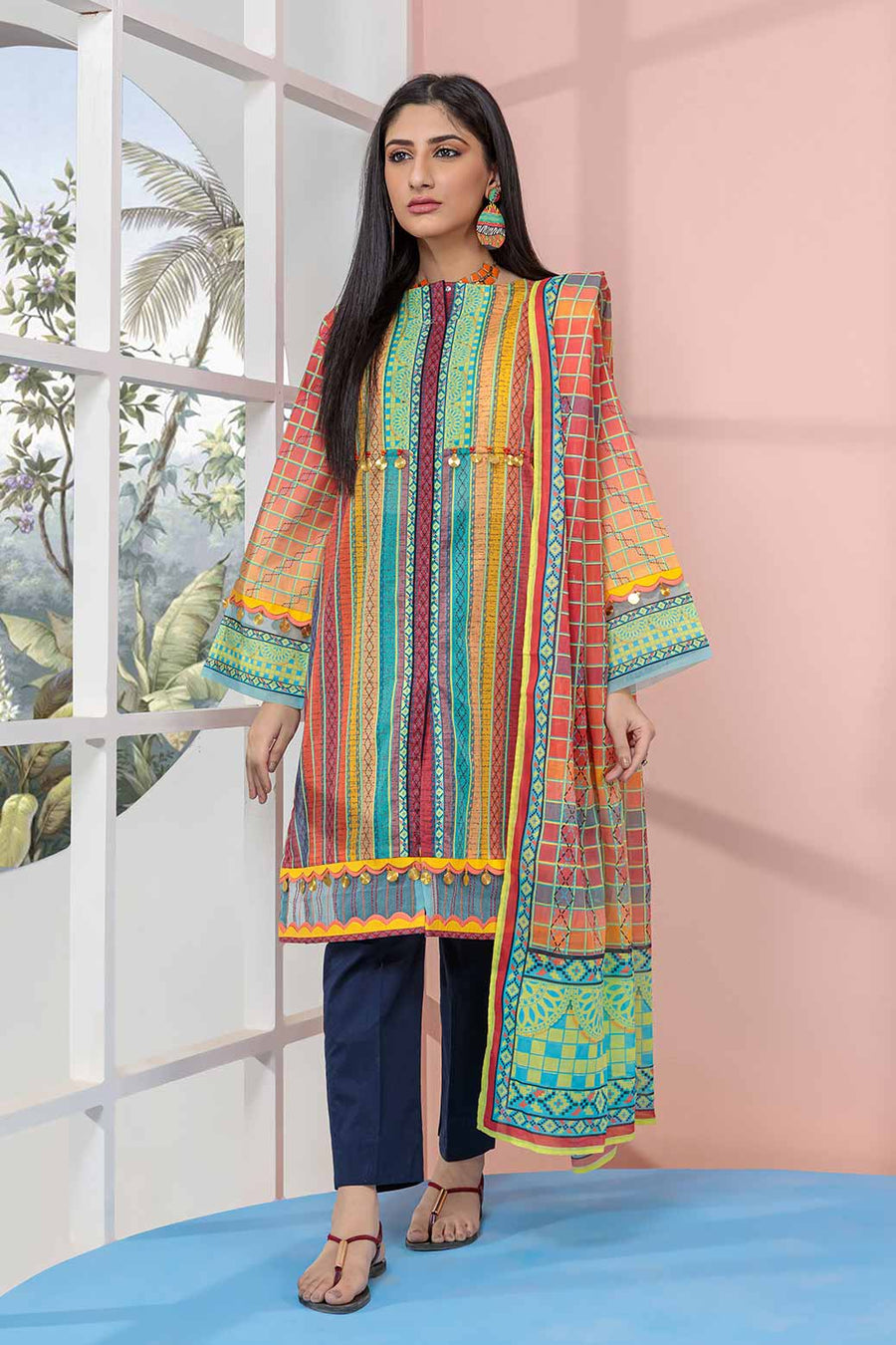 Bonanza Satrangi Asr223p54 Orange Eid Prints 2022 Online Shopping