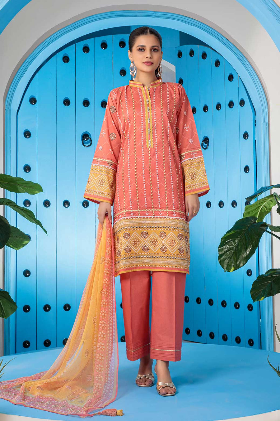 Bonanza Satrangi Asr223p62 Peach Eid Prints 2022 Online Shopping