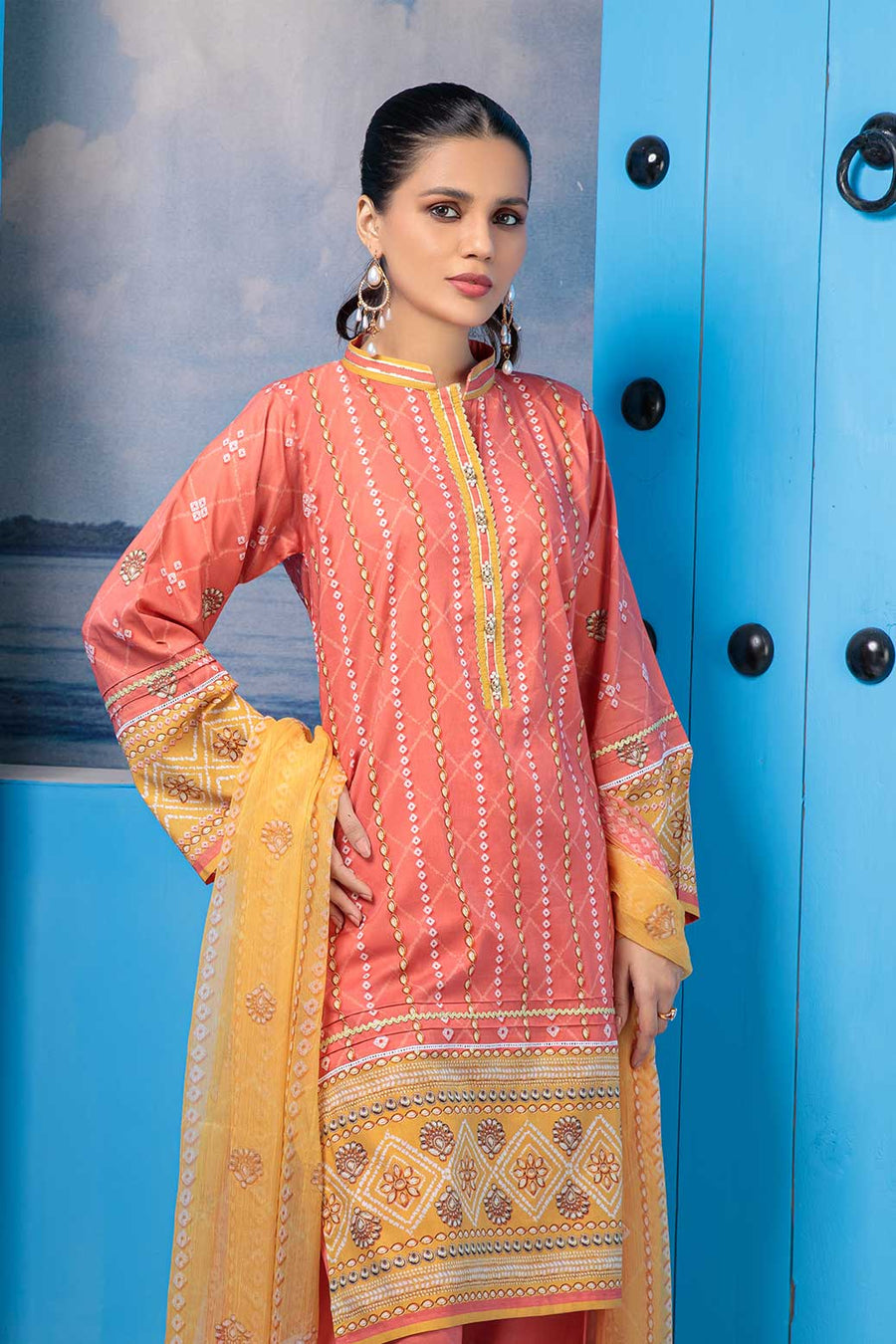 Bonanza Satrangi Asr223p62 Peach Eid Prints 2022 Online Shopping