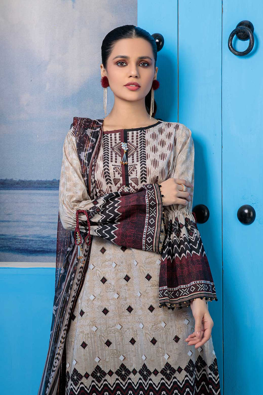 Bonanza Satrangi Asr223p72 Beige Eid Prints 2022 Online Shopping