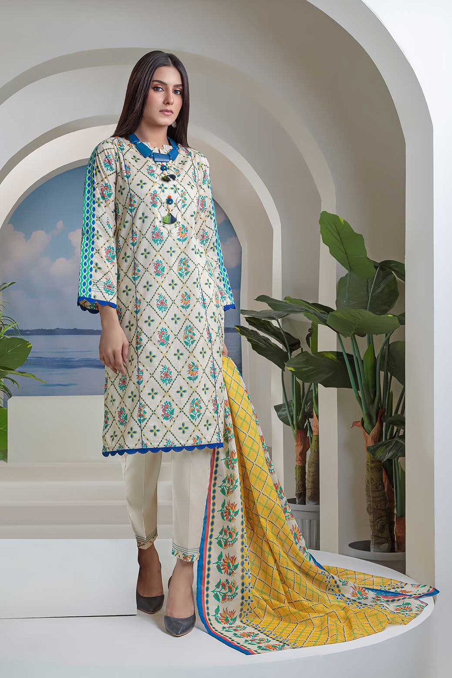 Bonanza Satrangi Ast223p15 Yellow Eid Prints 2022 Online Shopping