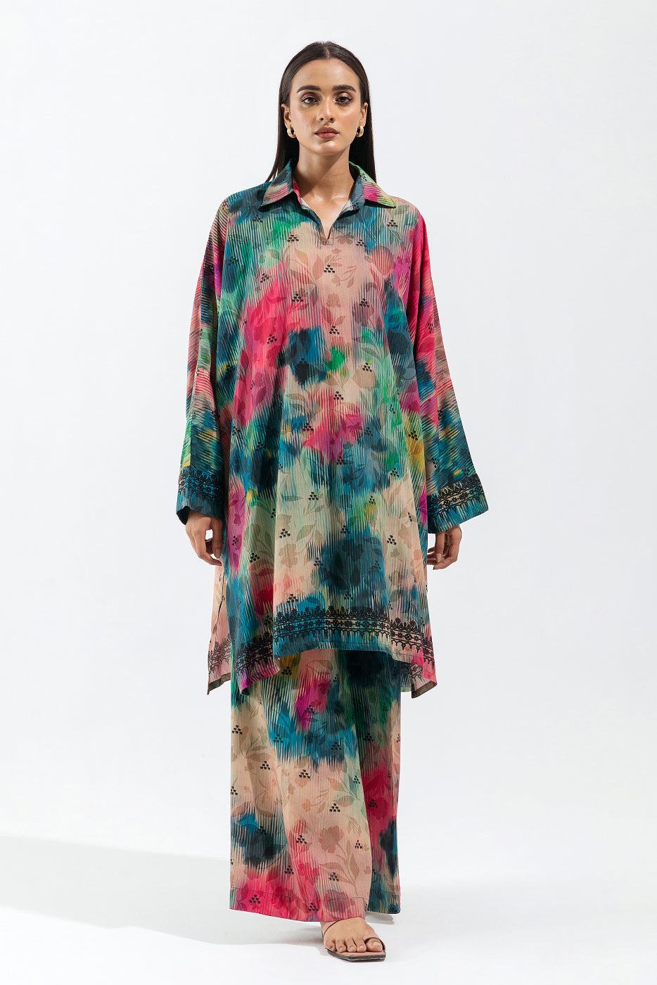 Beechtree Retro Glint-Printed-2P-Linen Winter Collection Online Shopping