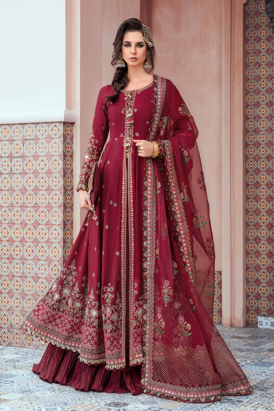 Maria B Maroon CST-708 Sateen Collection Online Shopping
