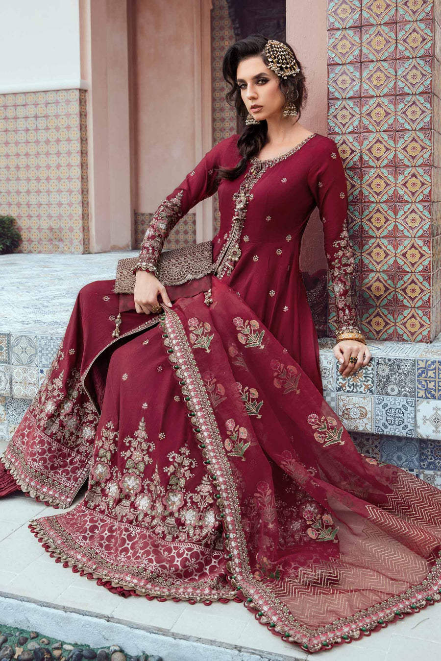 Maria B Maroon CST-708 Sateen Collection Online Shopping