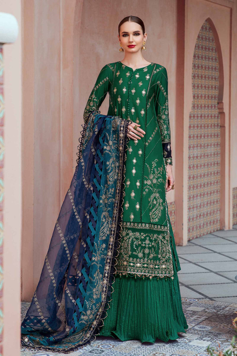 Maria B Emerald Green CST-711 Sateen Collection Online Shopping