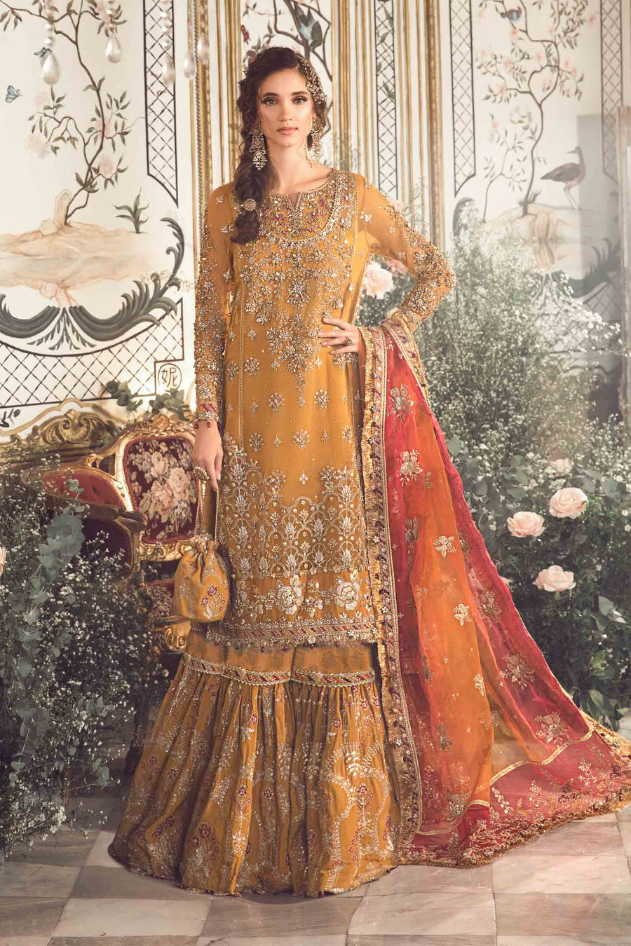 Maria B Mustard BD-2707 Wedding Collection Online Shopping