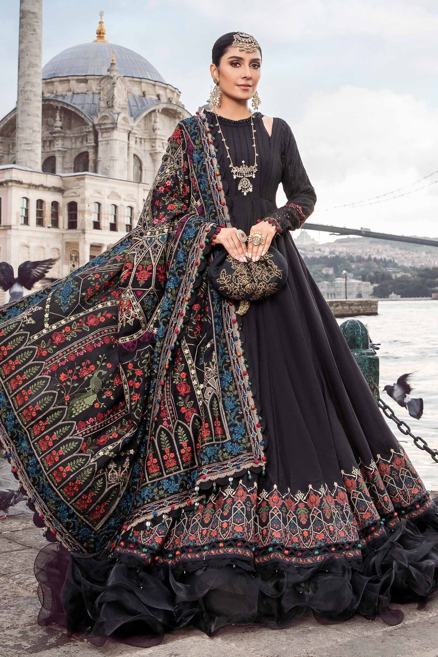 Maria B Black DL-1101 Winter Linen Collection Online Shopping