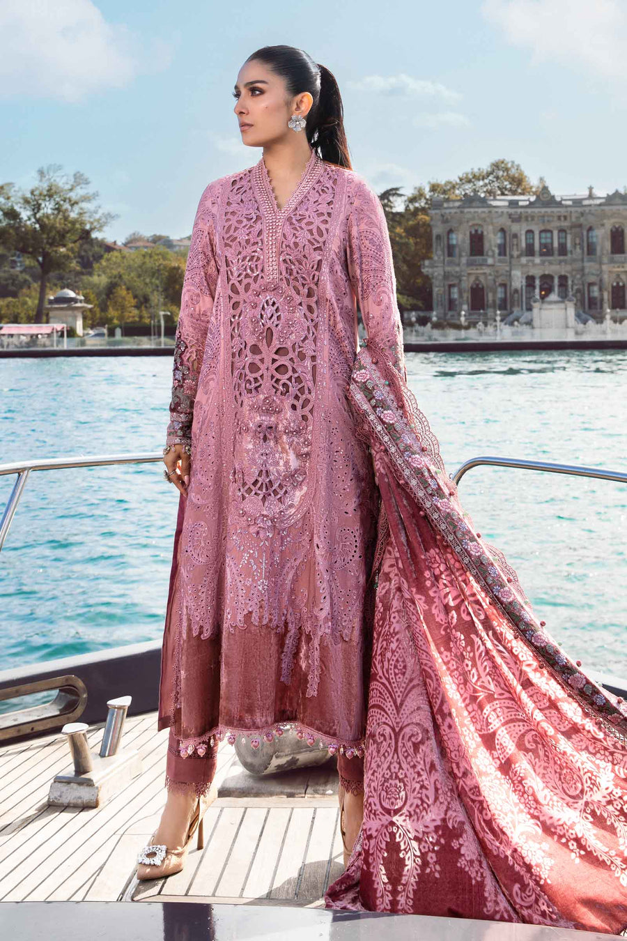 Maria B Ash Pink DL-1106 Winter Linen Collection Online Shopping