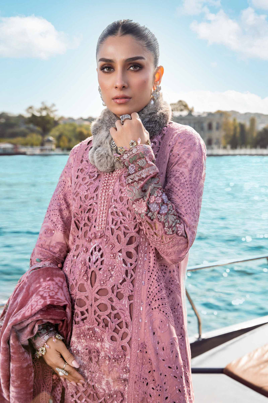 Maria B Ash Pink DL-1106 Winter Linen Collection Online Shopping